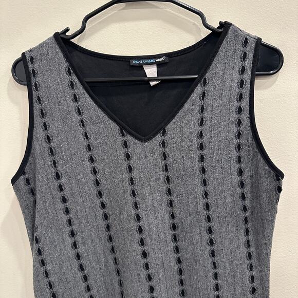 Saint Tropez West VTG Gray Black Cutout Sleeveless Dress Punk Goth Grunge Fairy - Picture 4 of 9